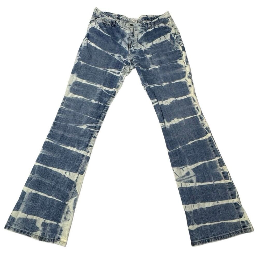Reverse Tie-Dye Long Midrise Bootcut Stretch Jeans 14